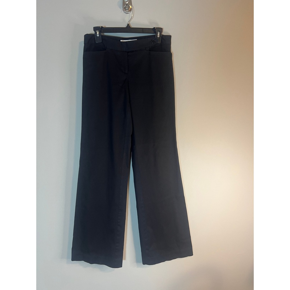 Trina Turk Los Angeles Black Wide Leg Trousers Cotton Stretch Pants 4 242618